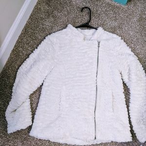 White fluffy faux furjacket